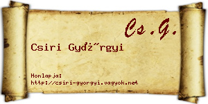 Csiri Györgyi névjegykártya